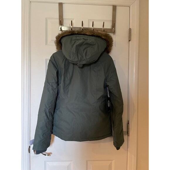 NWT- Aritzia TNA the summit parka short coat size small smoky emerald green - Picture 3 of 6